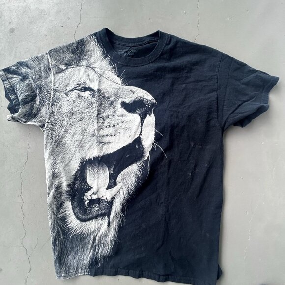 San Diego Zoo Lion T-Shirt Men's Size Large Graphic Crew Neck Black - Picture 1 of 7